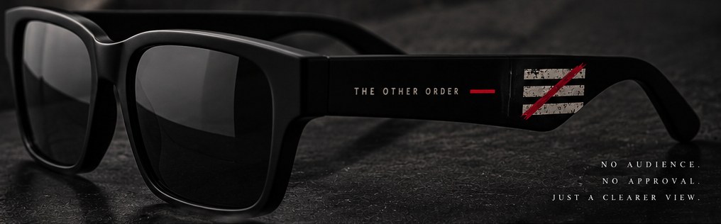 Concept image of black Off Record sunglasses on dark concrete