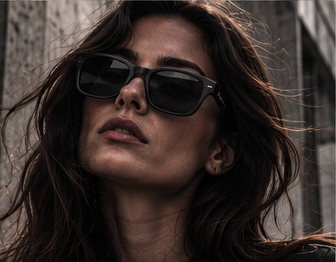 Concept image of a person wearing black sunglasses