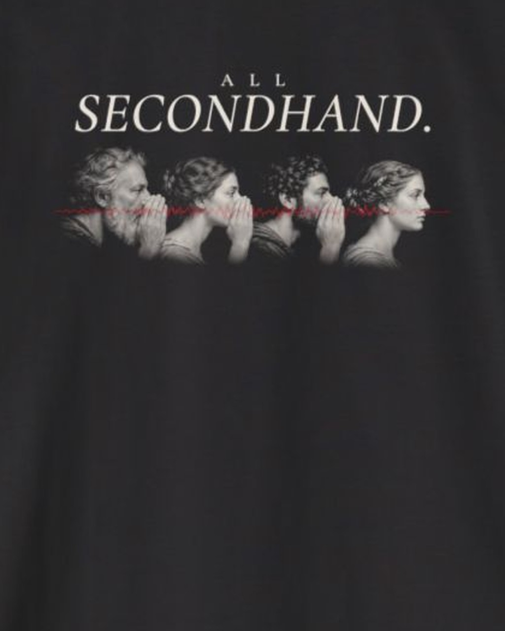 The Other Order ALL SECONDHAND., heavy oversized graphic t-shirt in obsidian — front detail