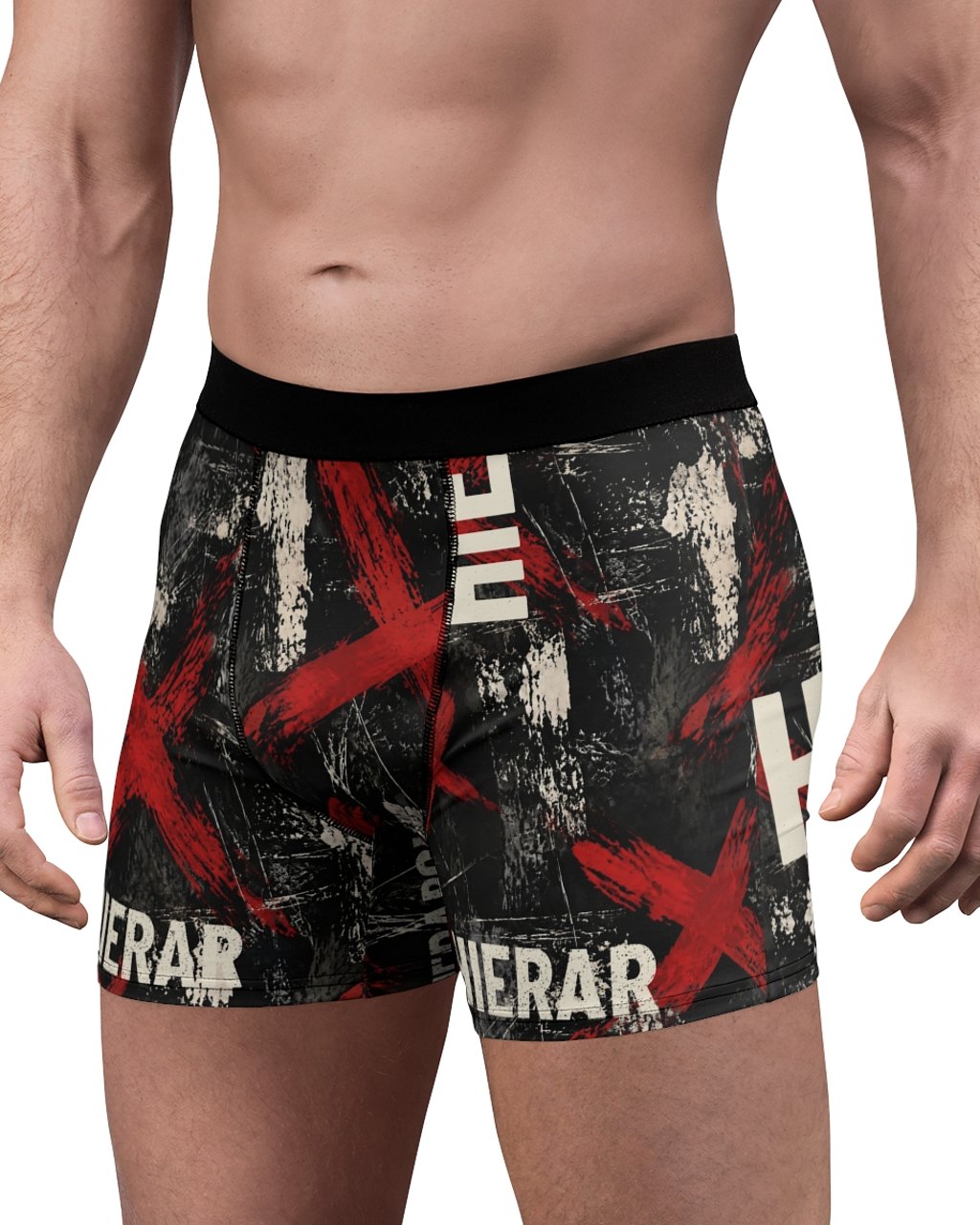 The Other Order HIERARCHY X, boxer briefs in obsidian — worn — angle