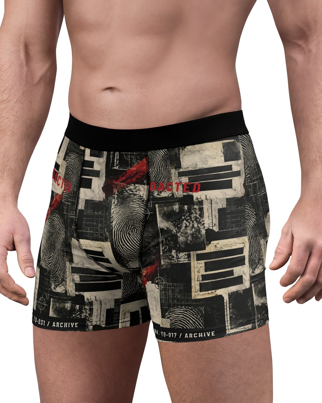 The Other Order OFF RECORD, boxer briefs in obsidian — worn — angle