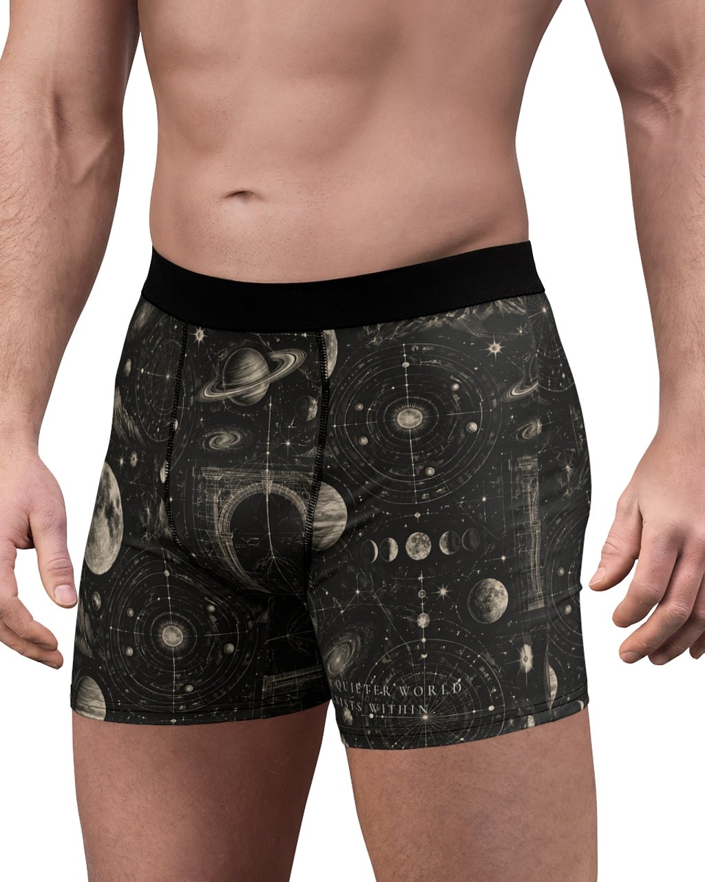 The Other Order PRIVATE CIVILIZATION, boxer briefs in obsidian — worn — angle