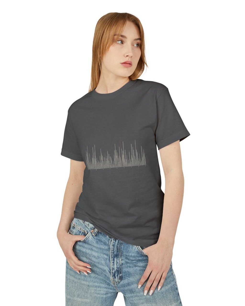 The Other Order PRIVATE FREQUENCY., graphic study tee in obsidian — worn