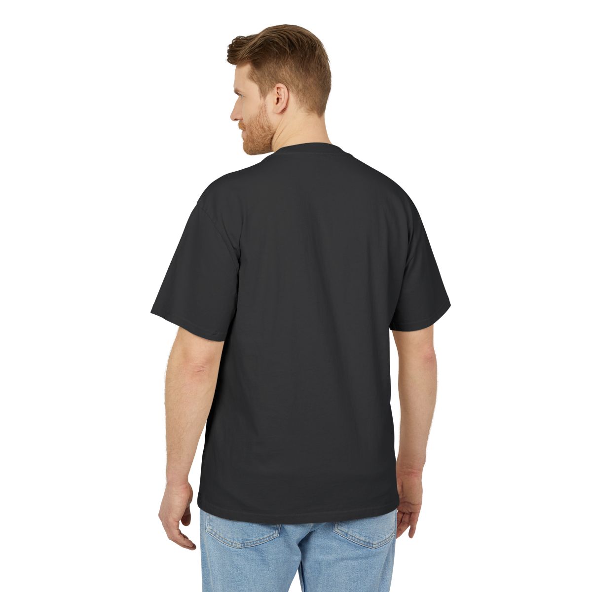 The Other Order THE ABSENCE, heavy faded boxy tee in obsidian — worn — rear