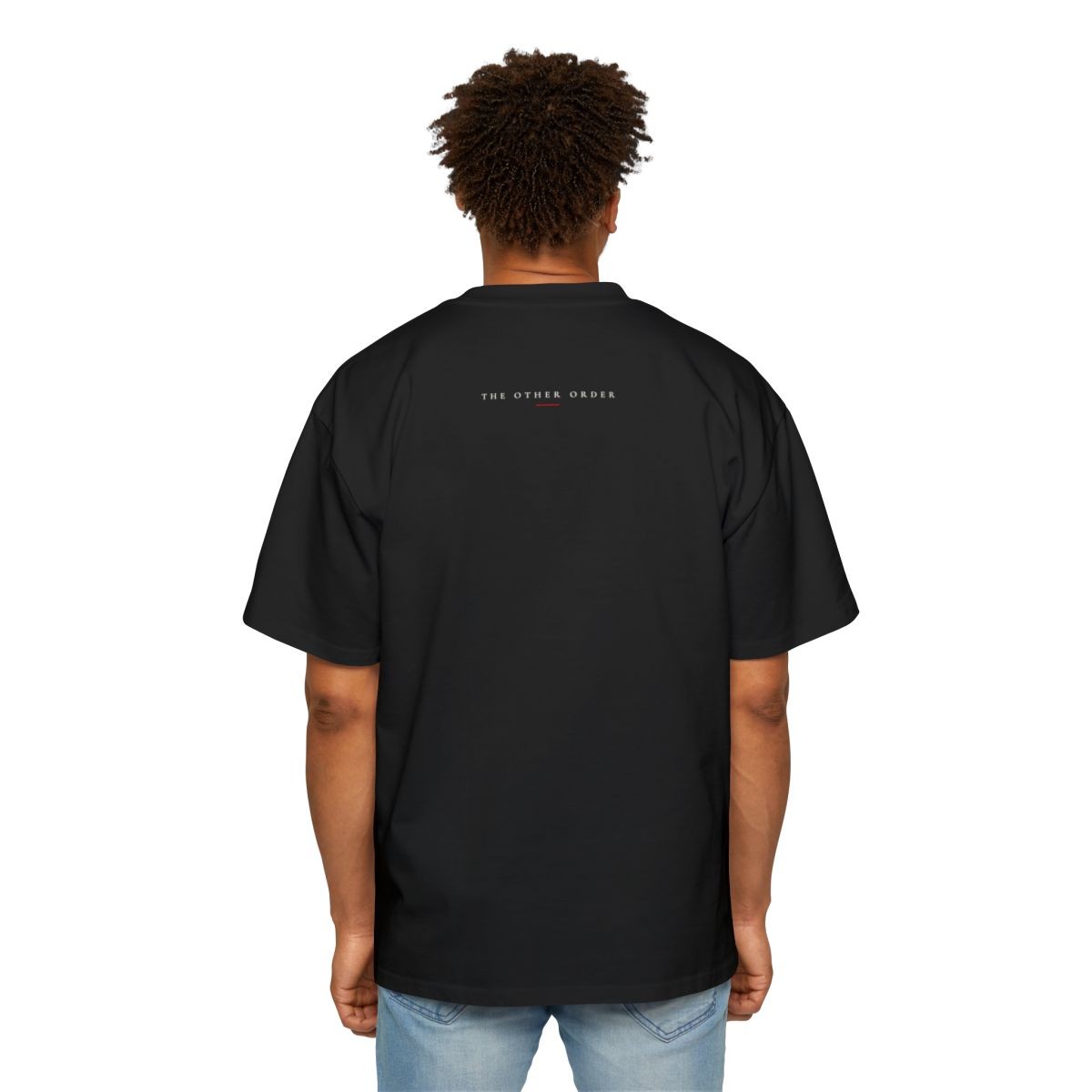 The Other Order THE GRADE, f to society t-shirt in obsidian — on body — rear