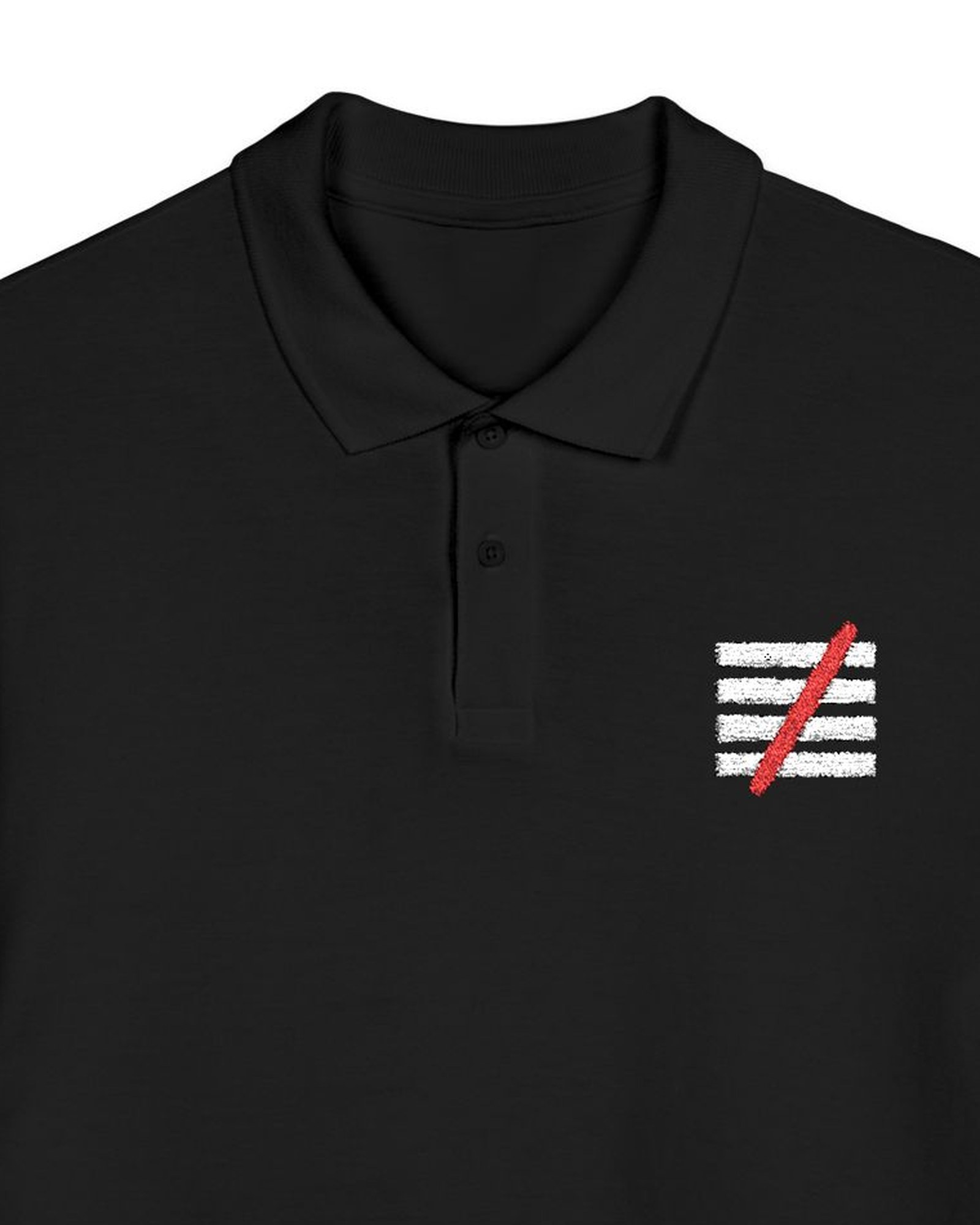 The Other Order UNRANKED, the polo in obsidian — collar & placket